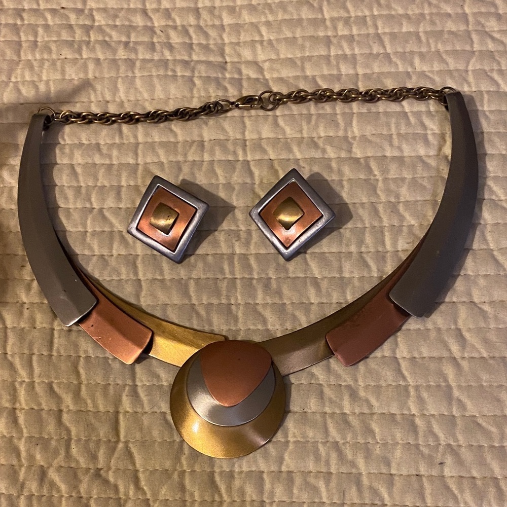 Vintage cooper 1960s necklace & earrings set